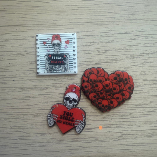 Skull heart 3pcs