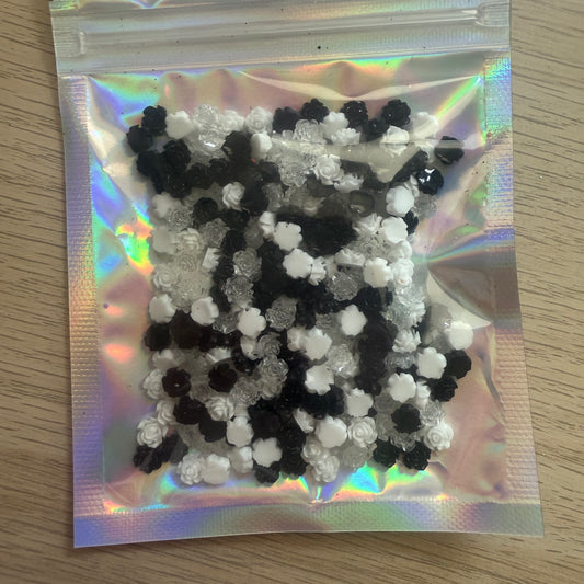 Black white and clear roses