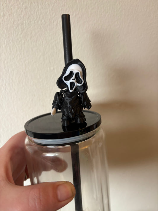 Ghostface articulated straw topper
